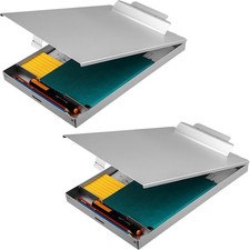 ZCZN Aluminum Clipboard with Storage, 2 Pack Recycled Metal Clipboard Box, Form