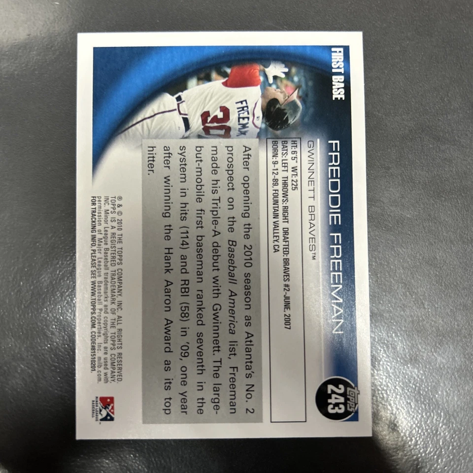 2010 Topps Minor League: #243 Freddie Freeman RC NM-MT OR BETTER - Image 2 of 2