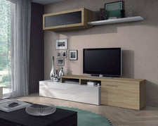 - Parete Attrezzata Chino, Mobile Soggiorno Porta TV, Composizione Salotto Rever