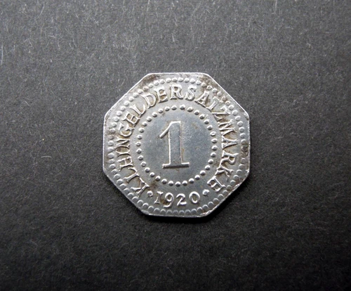 MAGISTRATE CUTTING MILL Posen 1 Pfennig 1920 Emergency Money CHANGE REPLACEMENT STAMP Iron