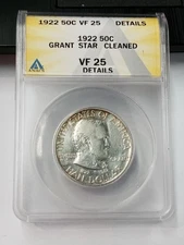 1922 Ulysses S Grant with STAR Commemorative Half Dollar, ANACS VF Details