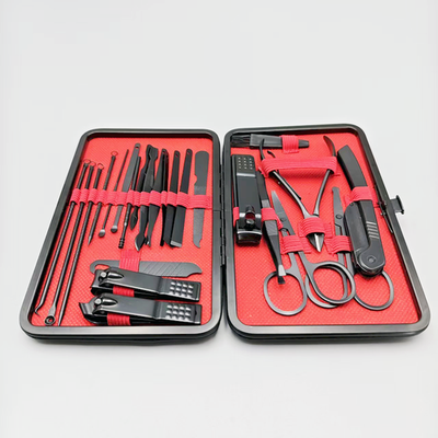 #ad 24PCS Manicure Pedicure Set Finger Toe Nail Clippers Scissors Grooming Kit New $6.41