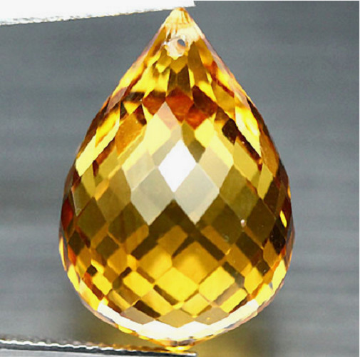 Citrine du Brésil percée de 25.24 Cts, briolette facettée prête à monter sans risque