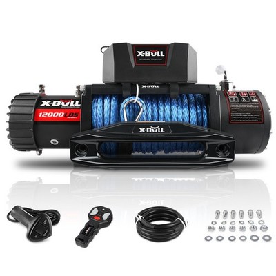 X-BULL 12000LBS Winch 12V Synthetic Rope Wireless Remote Electric Jeep Truck 4WD