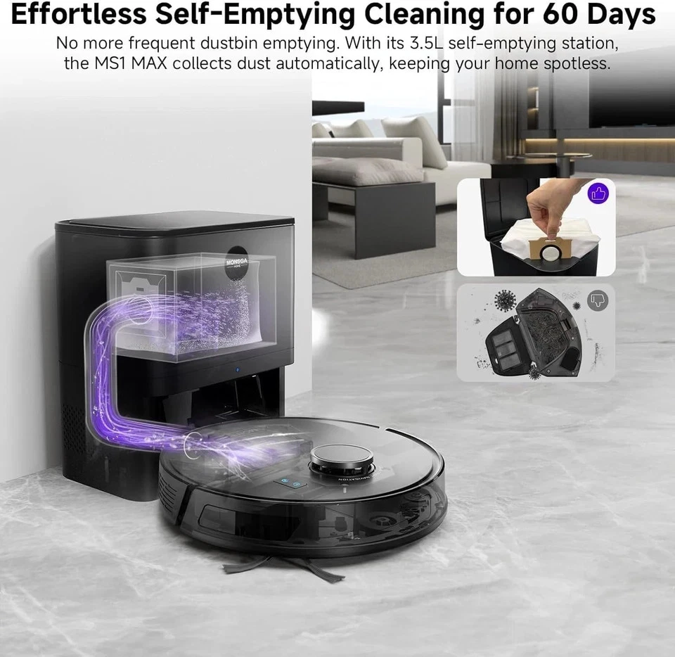 Smart Robot Vacuum Cleaner Auto Robotic MS1 MAX Hoover Pet Hair Hard Floor UK