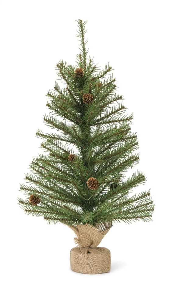 Melrose Mini Pine Tree with Burlap Bag Base and Pinecone Accents (Set of 2) - Image 2 of 2