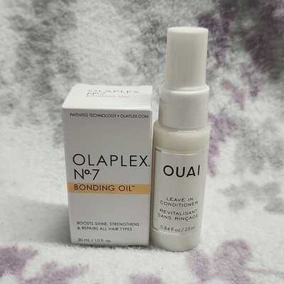 Olaplex No. 7 Bonding Oil 30 mL & Ouai Leave In Conditioner Travel Size Duo