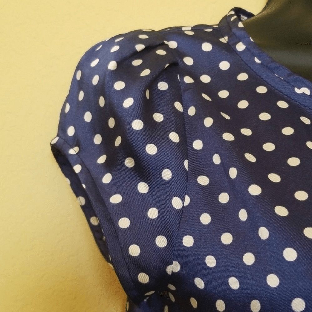 Zara Basic Navy Polka Dot Blouse - image 3