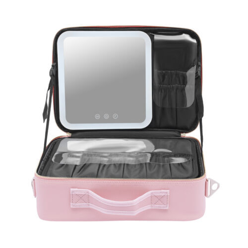 1Pack Stylish+Exquisit Pink Makeup Bag with Mirror & Lights Three Color Lighting - Picture 18 of 24