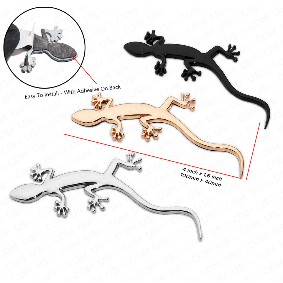 Universal Quattro Gecko Logo Badge Emblem Trunk 3D Sticker Car SUV Sport Black - Image 2 of 3