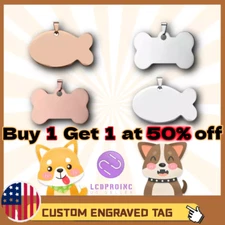 PET ID TAG CUSTOM ENGRAVED PERSONALIZED DOG CAT NAME TAGS DOUBLE SIDE