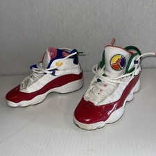 FIRE Nike Air Jordan 6 Rings White Red Multi CW7004-100 size 5Y