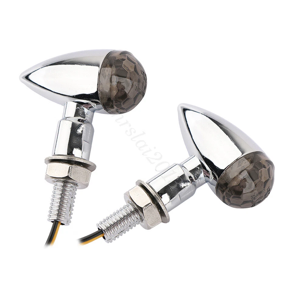 Par Indicador de luces de señal de giro mini lente esférica LED de metal cromado Foto 3 de 4
