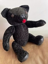 Vintage Real Fur Teddy Bear Black Jointed Handmade