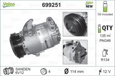 VALEO 699251 Kompressor, Klimaanlage für OPEL
