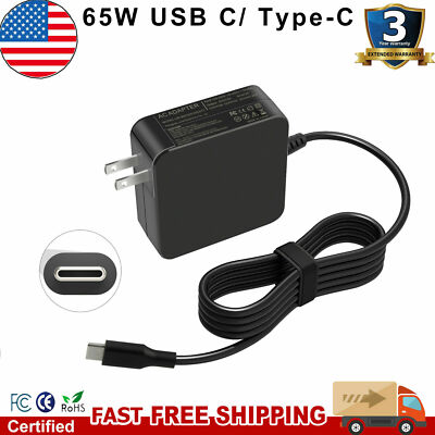 USB Type-C AC Adapter Charger For Lenovo Yoga 7i 14'' 15'' Laptop Power Cord 65W