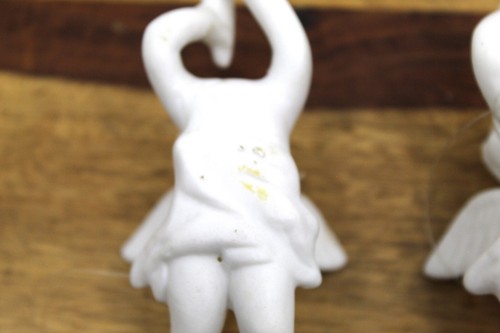 Set of 3 White Porcelain Angels with Trumpet Christmas Tree Ornaments-Beautiful! - Picture 6 of 7
