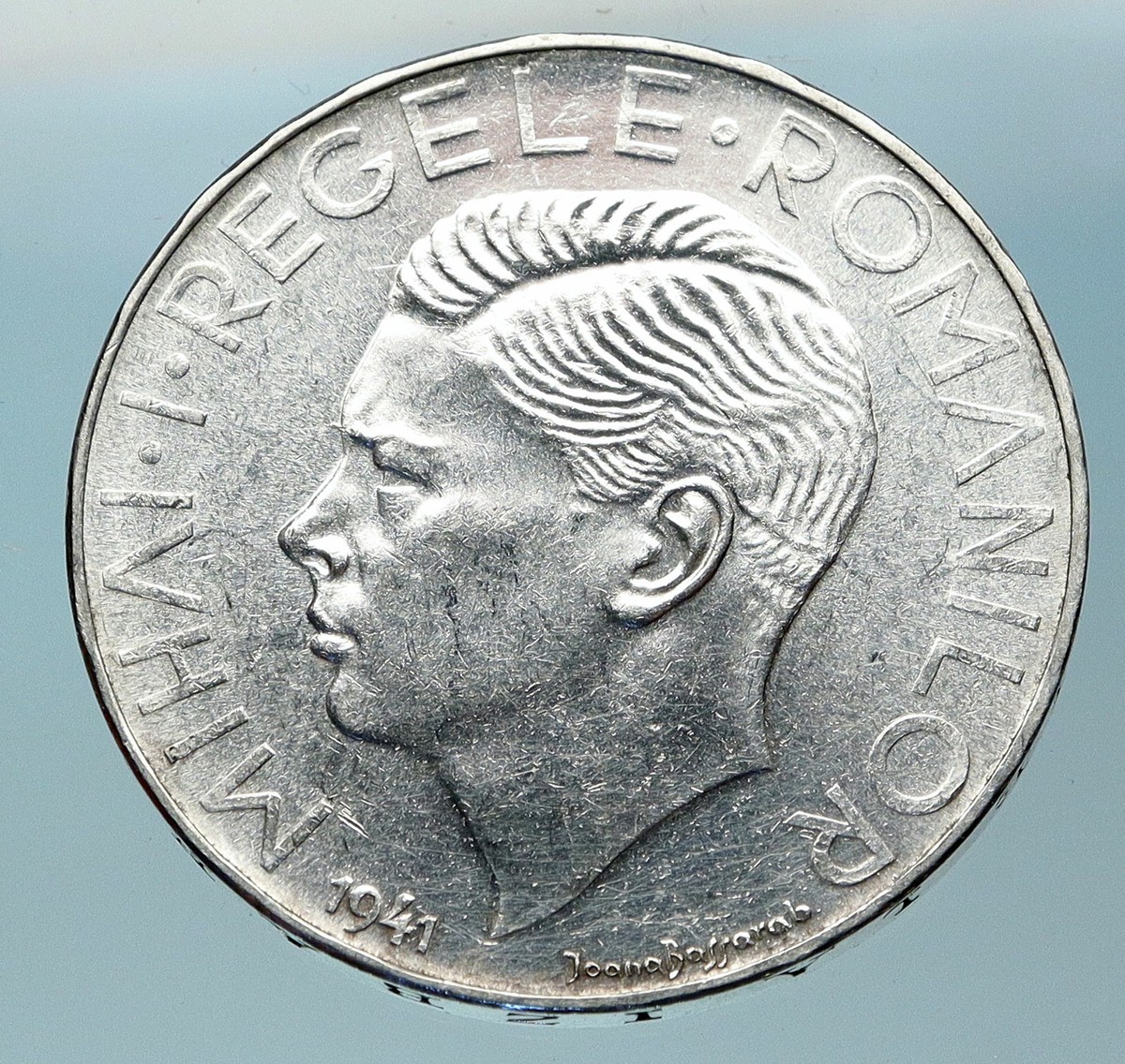 1941 ROMANIA Michael I Antique Genuine OLD Silver 500 LEI Romanian