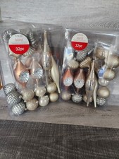 Ashland Shatterproof Ornaments 32 Piece NEW Gold Silver Glitter Christmas LOT 2