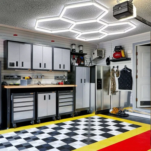 Hexagonal LED Garage Lights Honeycomb Detailing Showroom 5 Grids Ceiling Light - Picture 9 of 20
