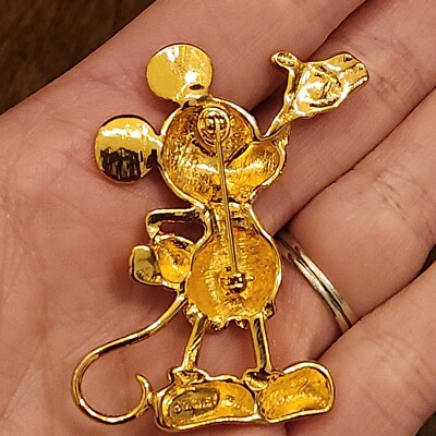 Vtg Disney Napier? Mickey Mouse Lapel Pin Brooch Gold Tone 2