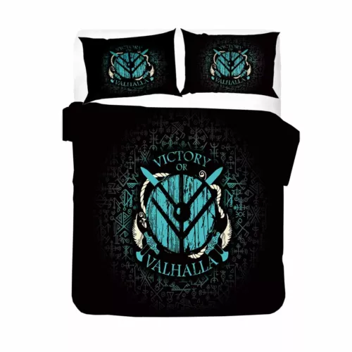 Norse Viking Rune Vegvisir Blood Eagle Duvet Quilt Cover Set Boy Bedding Single - Picture 6 of 28