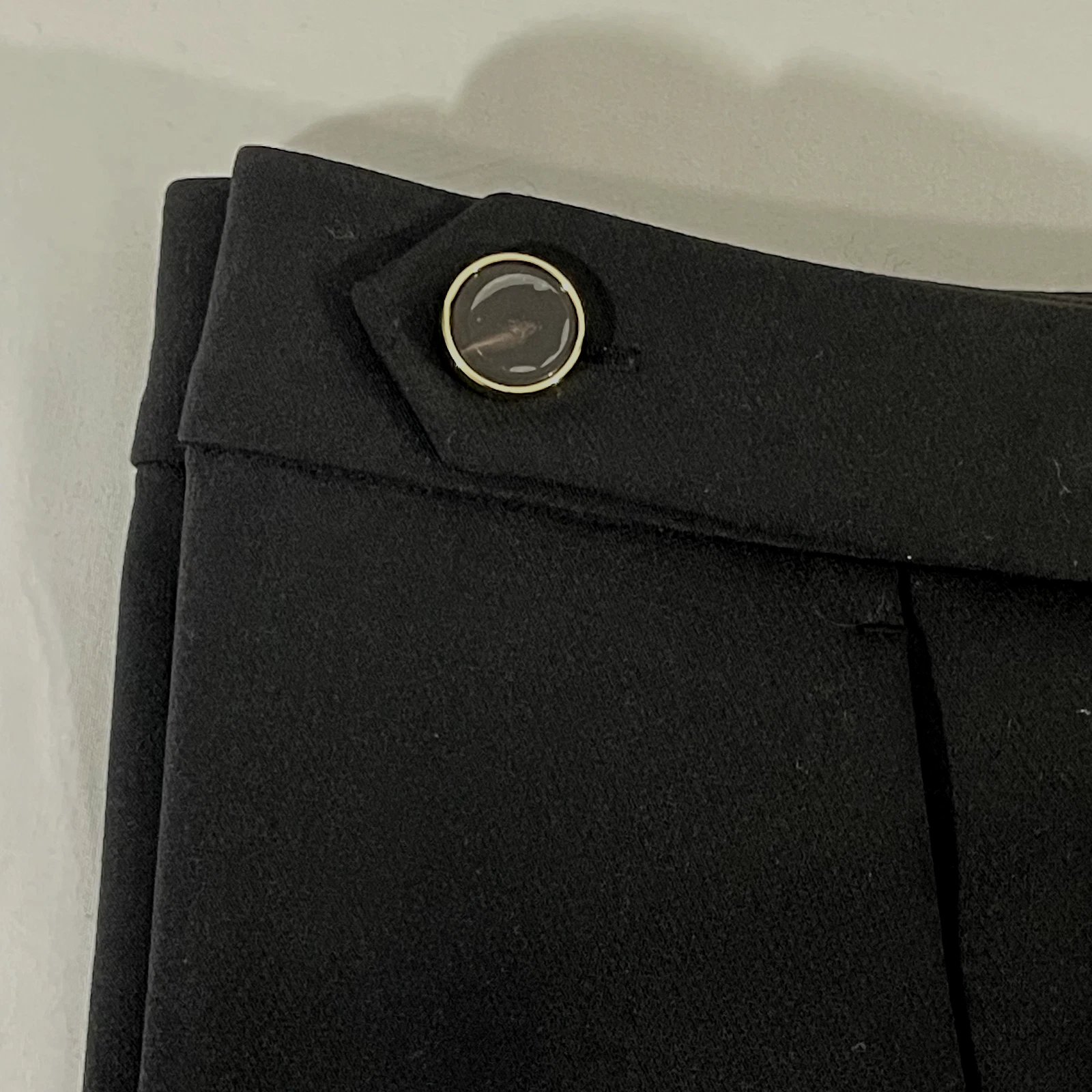 Pantaloni eleganti donna Kate Spade neri 8 pull on gamba dritta zip laterale bottoni nuovi con etichette