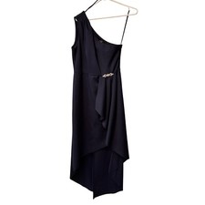 Jessica Howard One Shoulder Dress Party Cocktail Formal Navy Blue 12P Scuba