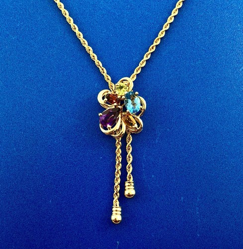 Vintage 14K Yellow Gold Multi Gemstone 