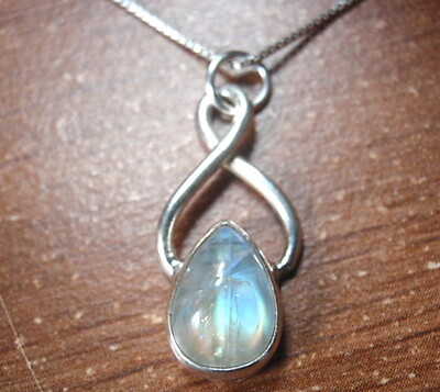 #ad Blue Moonstone Infinity 925 Sterling Silver Pendant Corona Sun Jewelry g24k $21.99