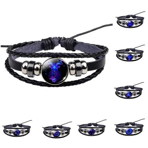 Damen Herren Surferarmband Sternzeichen Blau Geschenk Bracelet Horoskop Chunk - Bild 3 von 4