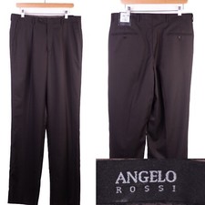 NEW SZ 34W ANGELO ROSSI BROWN CHOCOLATE STRIPE PLEAT FRONT DRESS PANT inseam 35