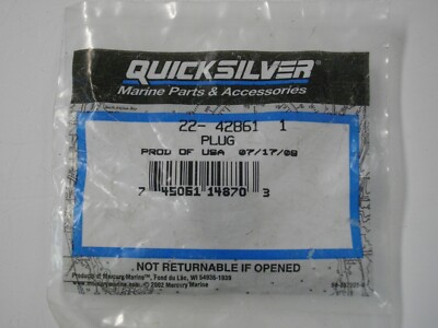 Mercury Marine Quicksilver MerCruiser 22-428611 Brass Fitting Plug OEM Boat