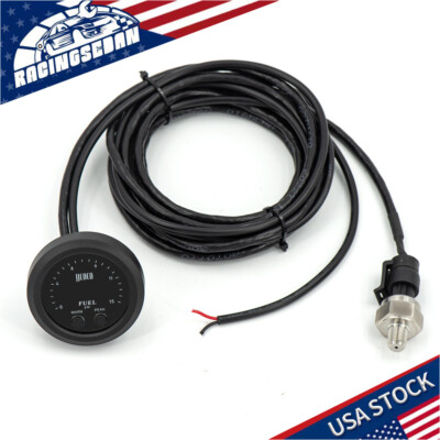 #ad #ad 52mm Electronic Fuel Pressure Gauge With 1 8 Npt Sensor Digital 0 15PSI Red Led $45.99