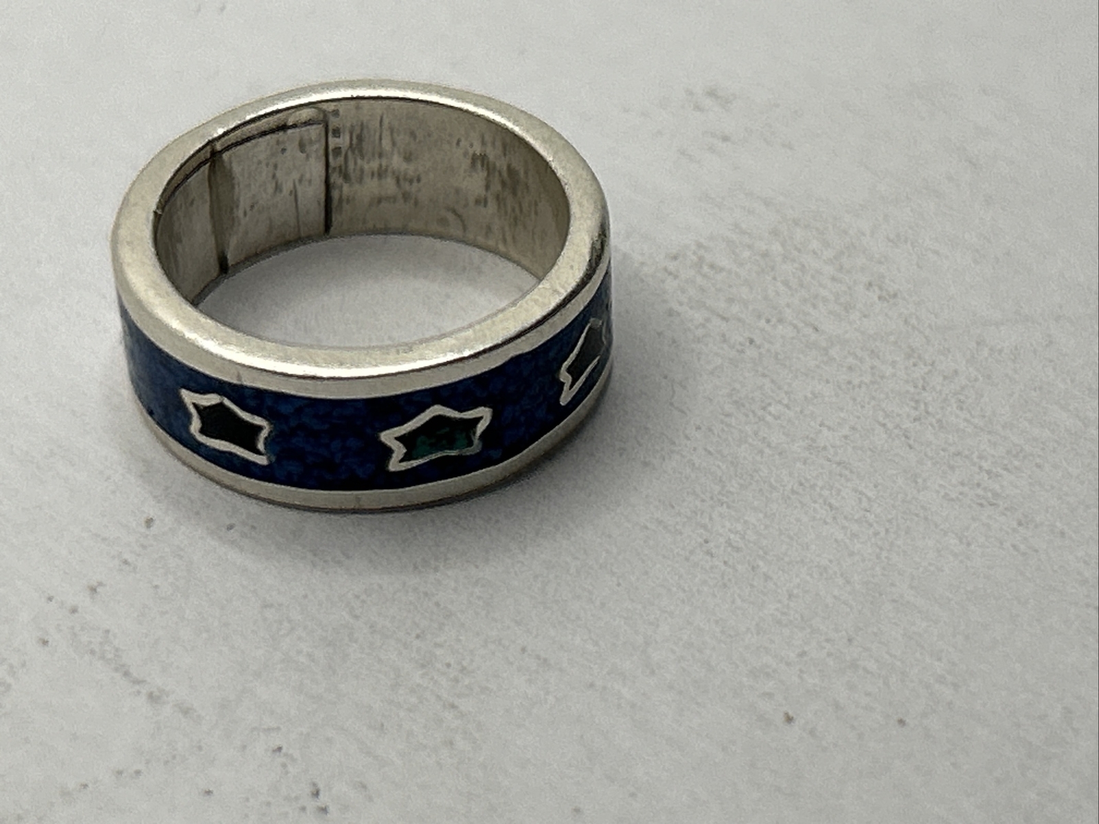 Vintage Sterling Silver Star Patterned Mexico Ban… - image 4