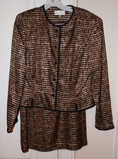 Women's Adrianna Papell 100 Silk Shades of Brown Two Piece Dress Suit - Size 8