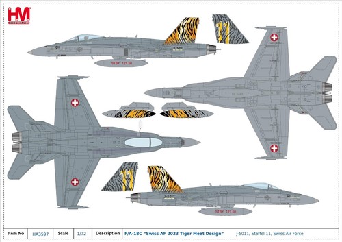 Hobby Master 1/72 F/A-18C Hornet Swiss AF 2003 NATO Tiger Meet J-5011 HA3597 - Picture 9 of 11