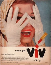 1955 Vintage ad viv lipstick retro Cosmetic The Gillette Co. Fashion   03/13/23