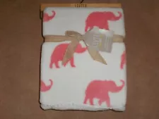 NEW, LEVTEX BABY MALAWI BLUSH ELEPHANT PLUSH BLANKET, 30" X 40"