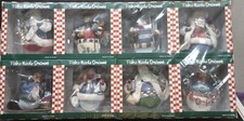 Vintage Set 8 Christmas Holiday Ornament Fabric Mache Santa Claus Snowman Moose