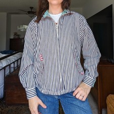 Vintage Primary Color Pinstripe Izod Zip Up Jacket Medium