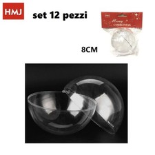 x Set 12 Pezzi Sfera Apribile In Plastica Trasparente Diametro 8cm hmj