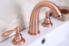 Antique Red Copper Bathroom Basin Faucet Widespread Vanity Sink Mixer Tap srg065