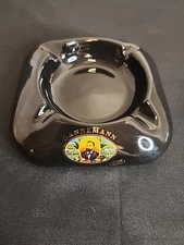 Vintage Dannemann Cigar Ashtray Black 1970s 2 Cigar Notches Man Cave Den