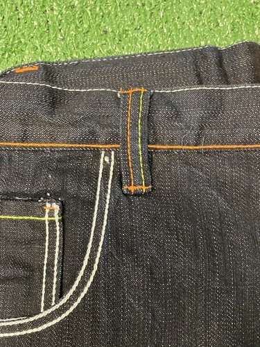 Evolution By Design Jean Shorts Mens 44 Black Baggy Colorful Embroidered 90s Y2K - Picture 4 of 10