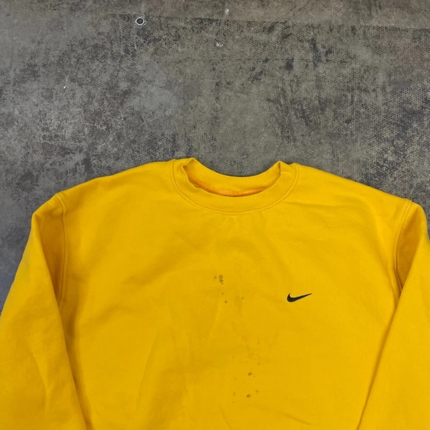 Nike Sweatshirt Y2K Small Swoosh Sports Sweater Yellow Mens