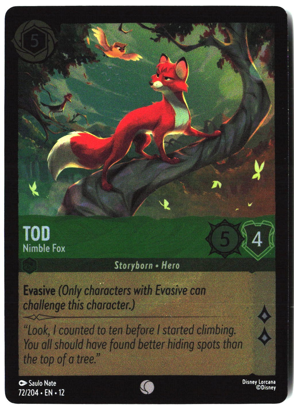 Disney Lorcana TCG Tod Nimble Fox 72/204 Foil Wilds Unknown
