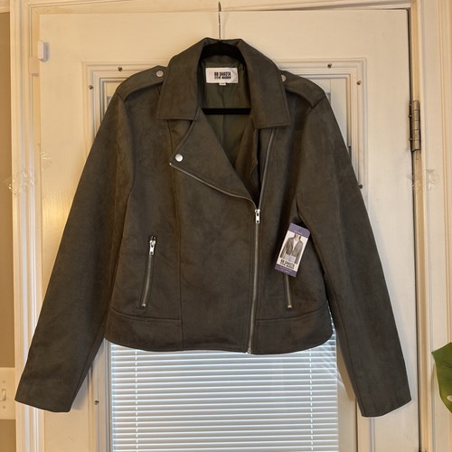 Steve Madden BB Dakota Moto Green Zip Up Jacket Size XXL - Picture 2 of 13