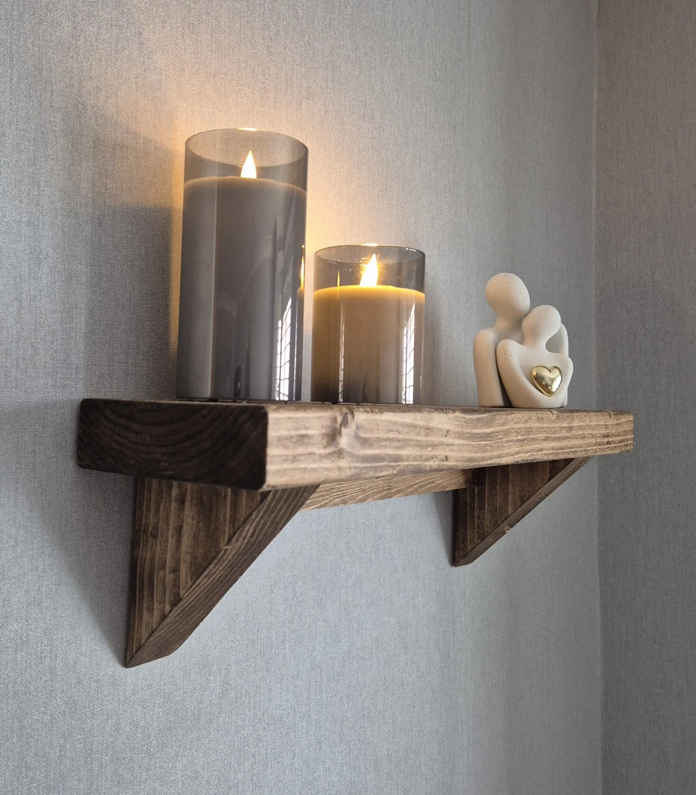 Farmhouse Solid Wood Rustic Floating Wall Shelf 70cm Handmade