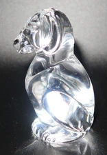 Rare STEUBEN Glass #5534 SITTING DOG Hand Cooler, Paperweight, Figurine, 3 1/4"